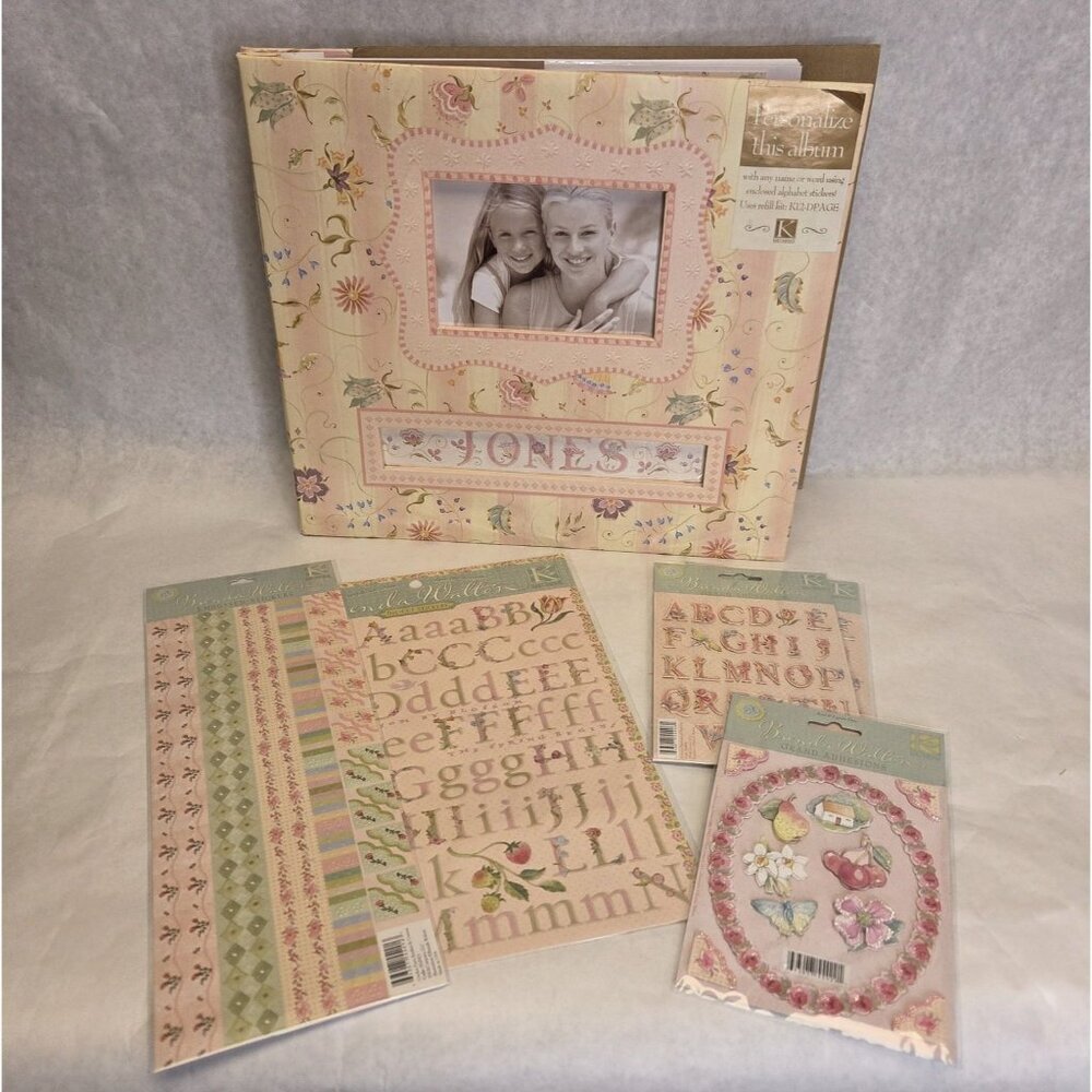 K & Co Scrapbook Kit By Brenda Walton 12x12 Chelsea Pink Glitter Floral Baby NEW